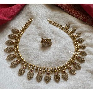 Gold alike Antique AD Stones Mango Short Neckpiece