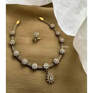Ad Floral Real diamond inspired Neckpiece