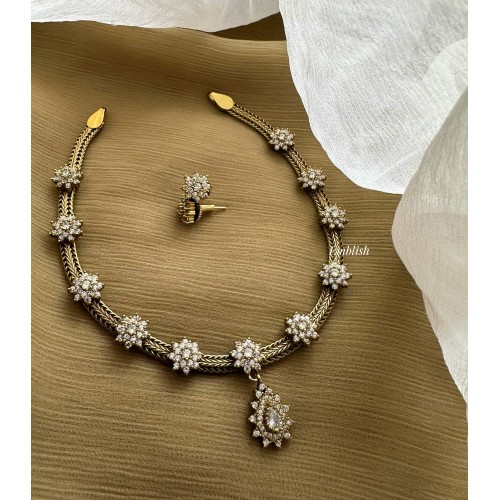 Ad Floral Real diamond inspired Neckpiece