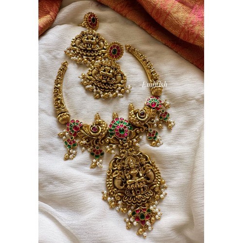 Kundan Jadau Antique Lakshmi Hasli Set