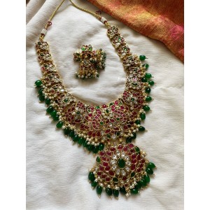 Grand kemp non idol dual beads neckpiece - Green Beads
