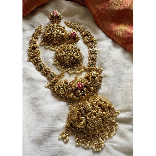 Kundan Jadau Lakshmi with Peacock Intricate Flower Neckpiece - Short