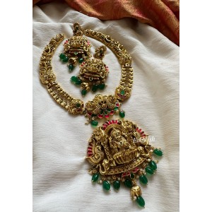 Lakshmi mahal kundan jadau green beads neckpiece