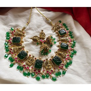 Antique Lakshmi Kundan Jadau Guttapusalu a like Neckpiece 