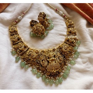 AD Lakshmi with Beautiful Peacock Neckpiece - Pastel Beads