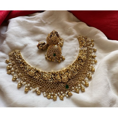 AD Lakshmi with Haathi Filgree Neckpiece - Gold Beads