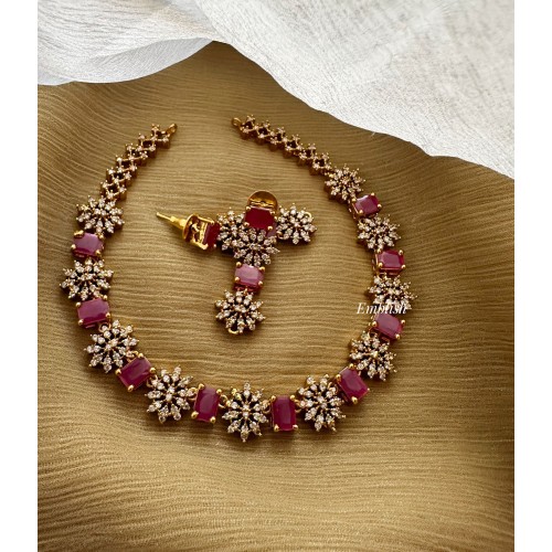 AD Flower Square Neckpiece - Red