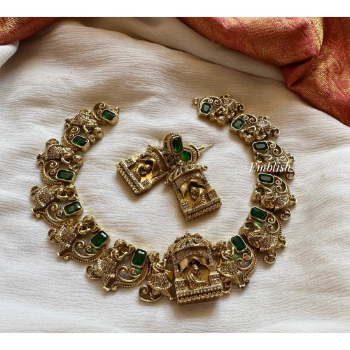 Antique Pallaku AD Short Neckpiece - Green