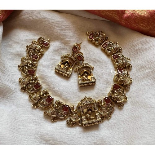 Antique Pallaku AD Short Neckpiece - Red