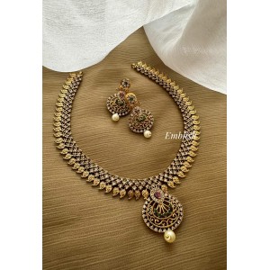 Fancy AD Stone  Mango Short Neckpiece