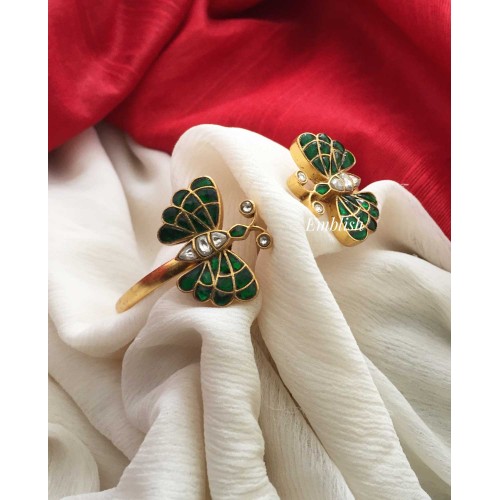 Kundan Jadau Butterfly Kada - Green