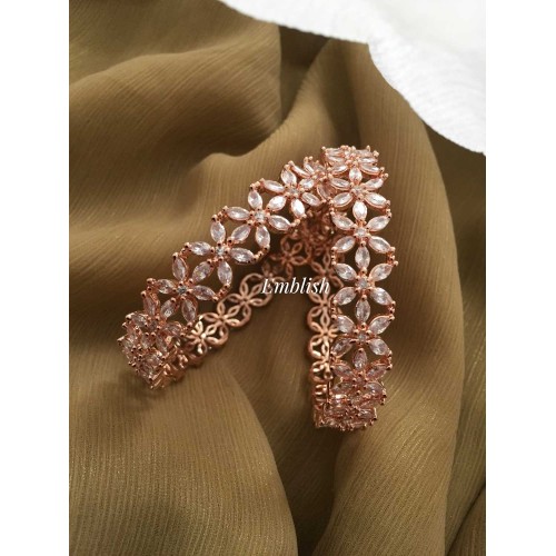 Ad  Stone flower bangles - Rose gold 