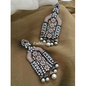 Dual tone Ad stones chandelier earring 