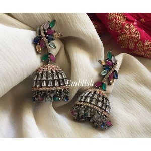 Leaf ad stones jhumka - colours available 