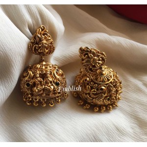 Lord Vishnu with Garudan Gold alike screw back jhumka