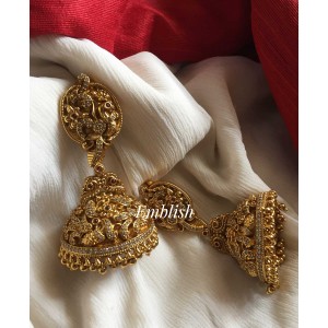 Gold alike Ad stones Peacock bridal jhumka 