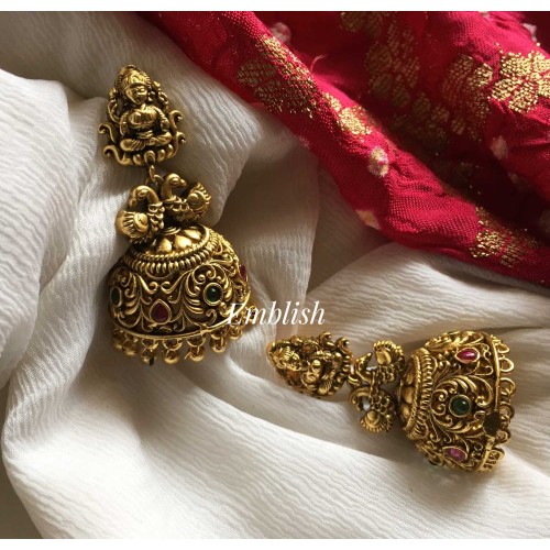 Lakshmi antique gold peacock jhumka 