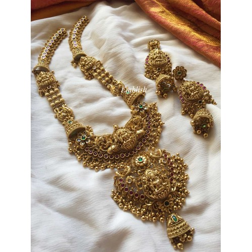 Antique gold alike Lakshmi flower gold beads neckpiece 