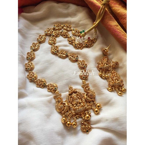Lakshmi peacock drop gold beads Midlenght neckpiece 