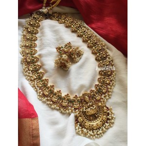 Antique finish Lakshmi guttapusalu long neckpiece 