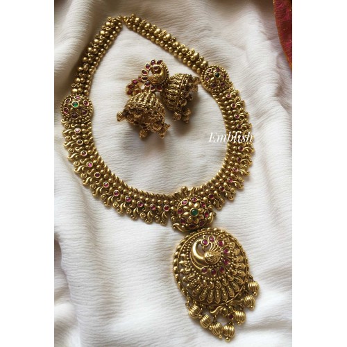 Antique vintage style peacock pendant neckpiece 