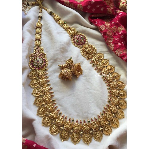 Lakshmi Coin kemp flower Lakshmi motif annam neckpiece