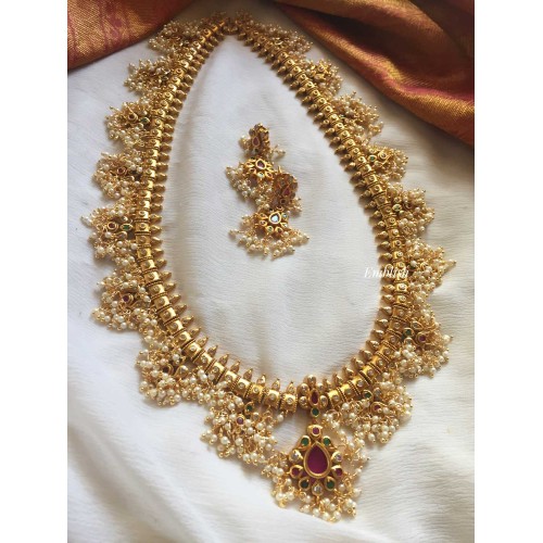 Gold alike Flower Kemp Guttapusalu Long Neckpiece