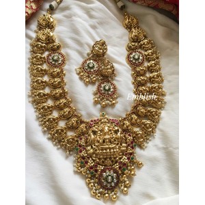 Antique Gold alike Lakshmi Double Layer Haram - Gold Beads