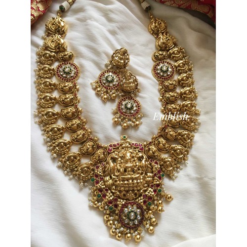 Antique Gold alike Lakshmi Double Layer Haram - Gold Beads