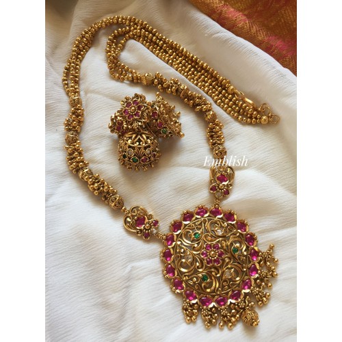 Kemp Flower Intricate with Gold Drops Neckpiece