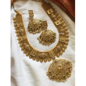 Filgree AD Peacock Lakshmi coin with Gold Beads Neckpiece