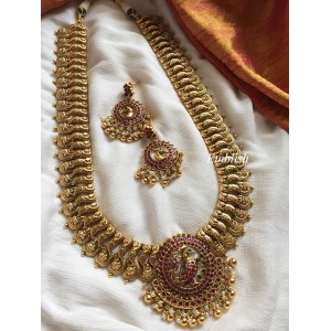 Antique Gold alike Annam with Lakshmi coin Long Neckpiece 