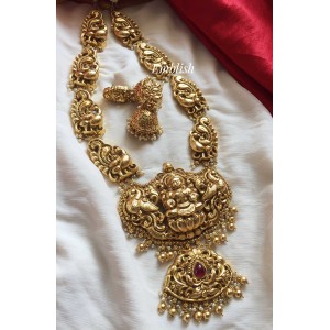 Antique Nagas Lakshmi With Annaparavai Long Neckpiece.