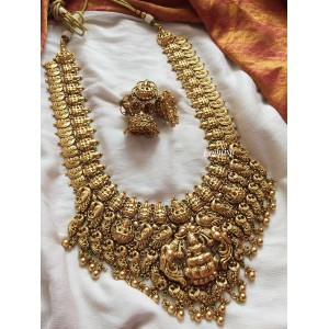 Antique Grand Lakshmi Triple layer with Peacock  Neckpiece.