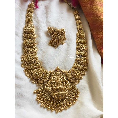 Antique Nagas Lakshmi with dual Beads Long Neckpiece