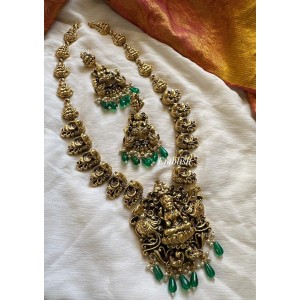 Antique Lakshmi Pendant with Dancing Peacock Lakshmi Long Neckpiece 