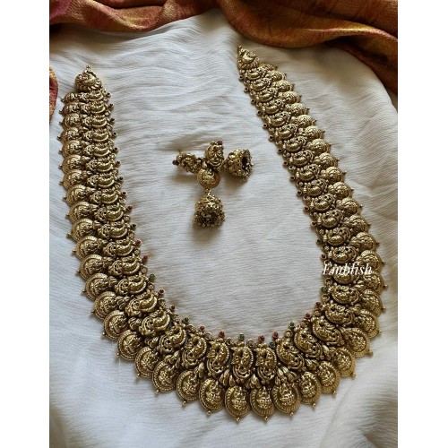 Grand Antique Peacock Lakshmi Coin Haram Grand Antique Peacock Lakshmi Coin Haram