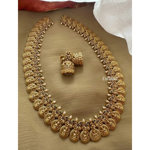 Antique Lakshmi Coin Peacock Long Neckpiece