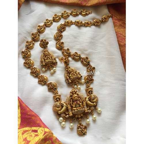 Gold alike Lakshmi Lakshmi peacock drop neckpiece