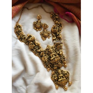 Antique Lakshmi peacock intricate neckpiece-long