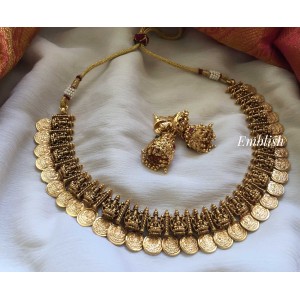 Lakshmi motif Lakshmi coin  antique neckpiece-short 