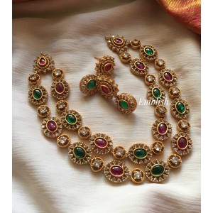 Double layer glam neckpiece-red with green 