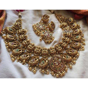 Gold alike double layer Lakshmi neckpiece 