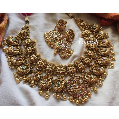 Gold alike double layer Lakshmi neckpiece 