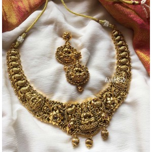 New LAKSHMI intricate work gold alike short neckpiece 