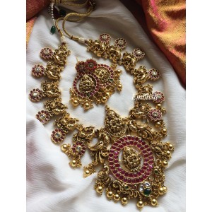 Gold alike Lakshmi Silver replica kemp flower neckpiece-short