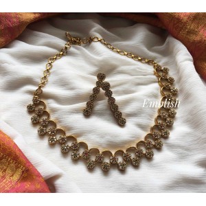 Crystal double flower glam neckpiece