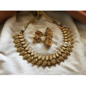 Lakshmi coin mango antique gold neckpiece