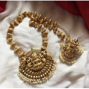 Antique Gold alike Lakshmi with Pearls Neckpiece