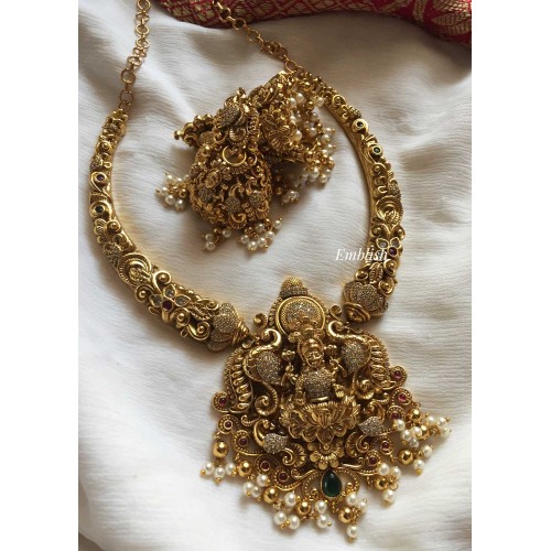 Antique Gold alike Lakshmi with Double Peacock Neckpiece